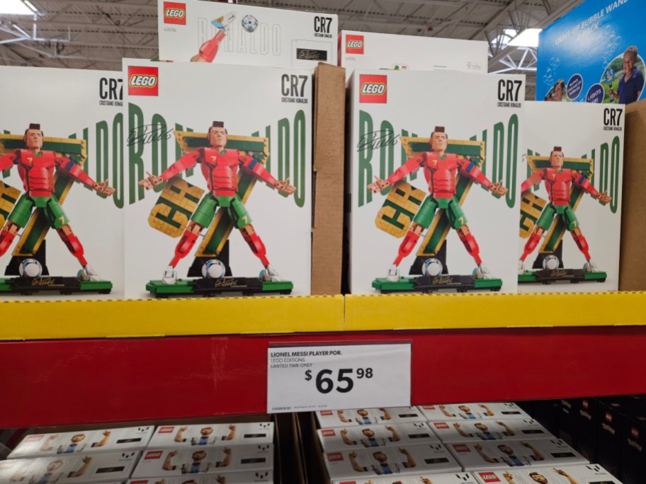 LEGO Lionel Messi Player Set on display at Sam's Club.