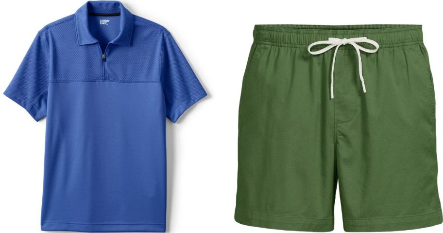 Stock images of Lands End Men's top and shorts