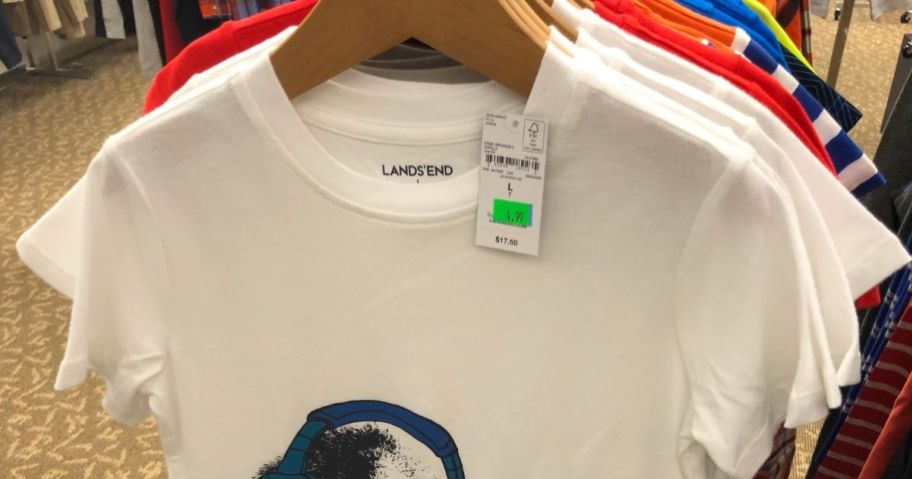 A rack of Lands' End kids tees