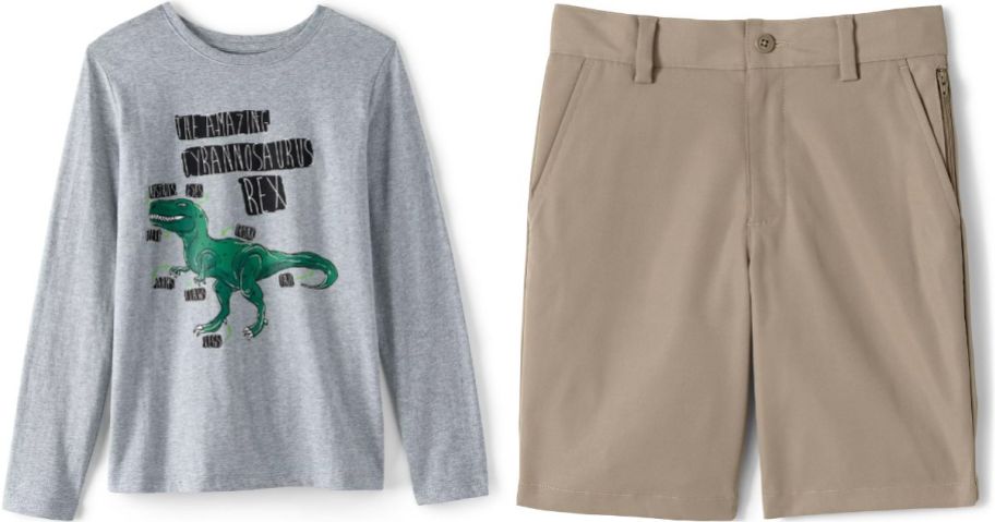 Stock images of Lands End Boys long sleeve tee and shorts