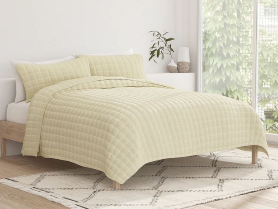 Linens & Hutch Quilted Coverlet 3-Piece Set on bed
