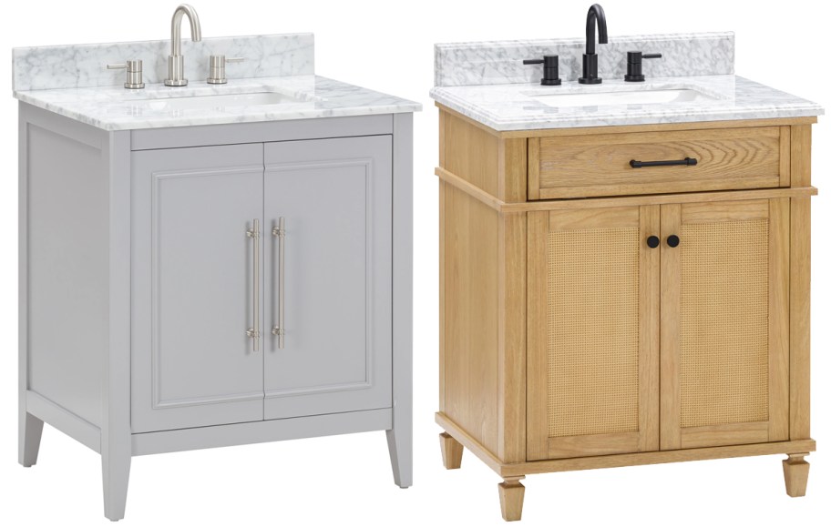 grey and wood vanities