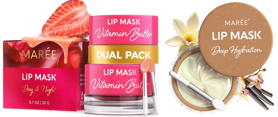 jars of strawberry and vanilla lip masks