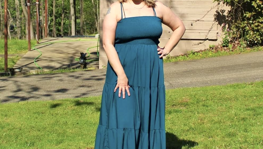 woman wearing maxi dress