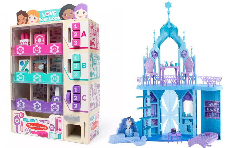 wooden vending machine and frozen castle playset