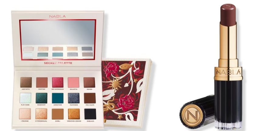 Makeup palette and lipstick