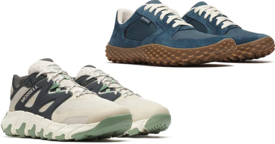 Stock images of two Merrell men's Shoes