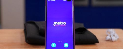 Cell phone displaying Metro by T-Mobile Service