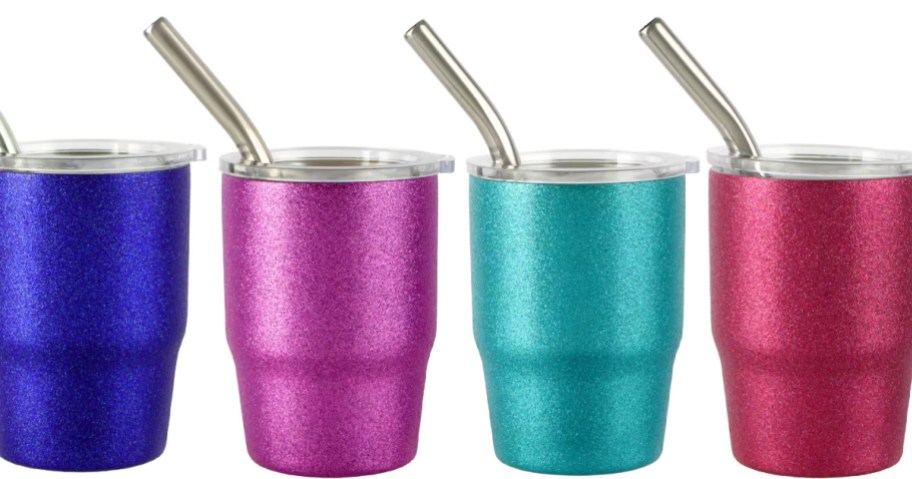 four glitter mini tumblers