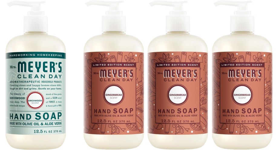 4 bottles of Mrs. Meyer&rsquo;s Hand Soaps