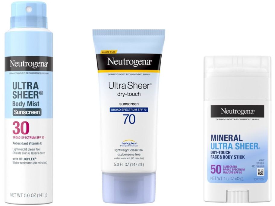 Stock images of 3 Neutrogena Sunscreens
