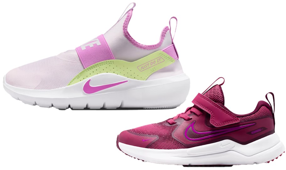 two kids nike running shoes