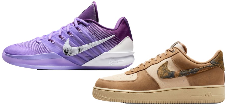 purple and brown nike sneakers