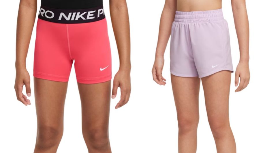 Nike girl shorts in coral and pink