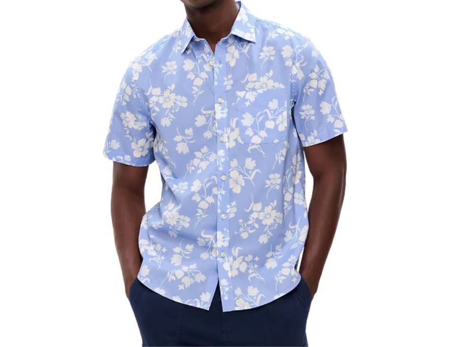 man wearing Old Navy Classic Fit Everyday Shirt