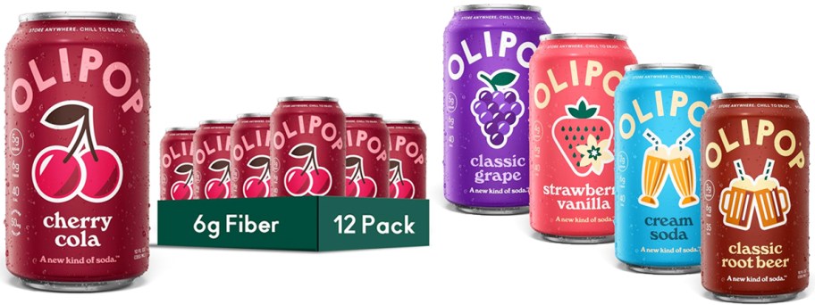 case and single cans of Olipop sodas