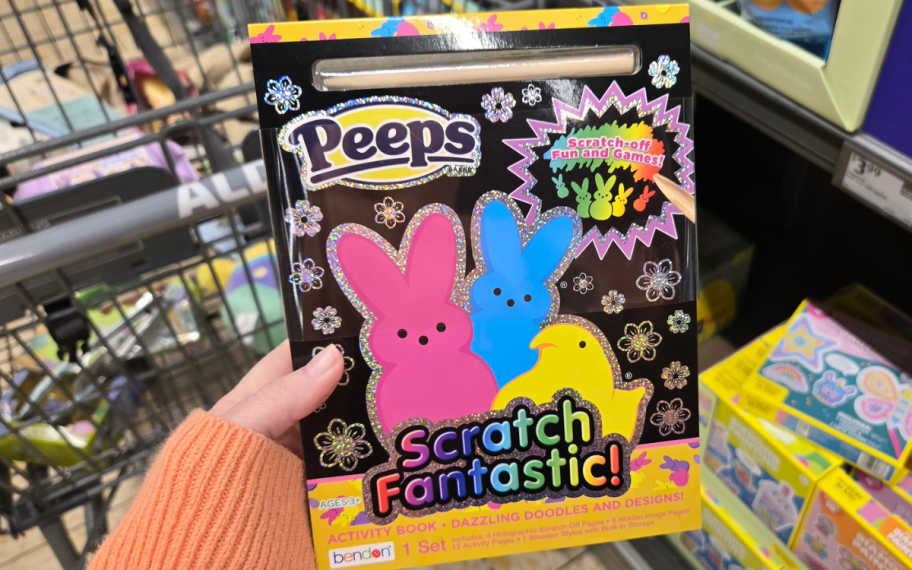 hand holding Peeps scratch fanatic