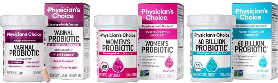 three Physician's Choice Probiotics products