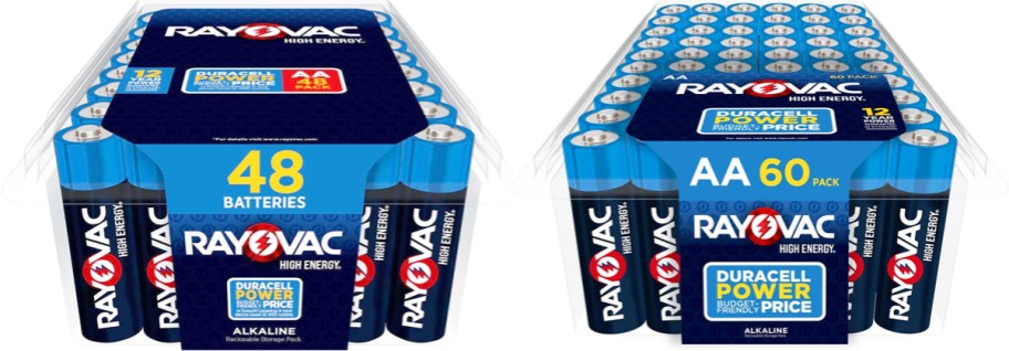 two packs of Rayovac AA Batteries