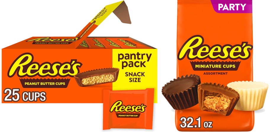 box and bag of Reese's Peanut Butter Cups