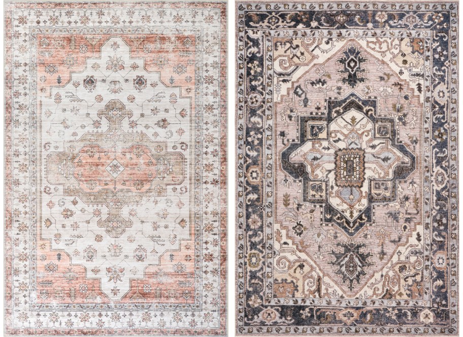 two medallion print area rugs
