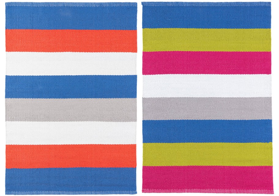 two striped outdoor rugs