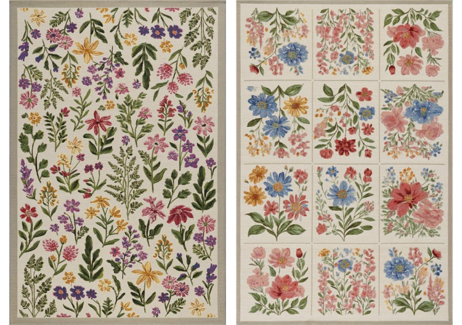two floral print rugs