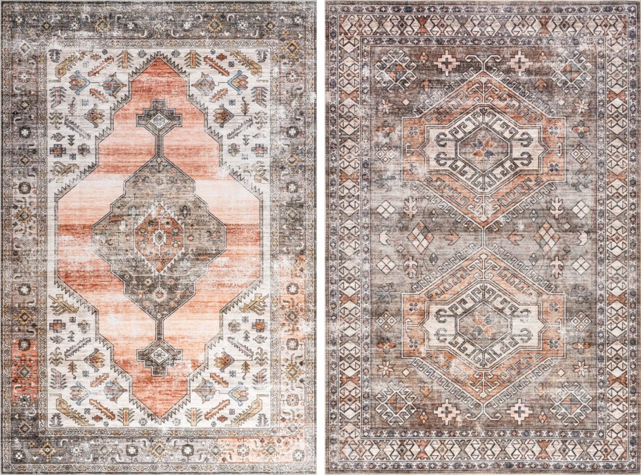 two medallion print area rugs