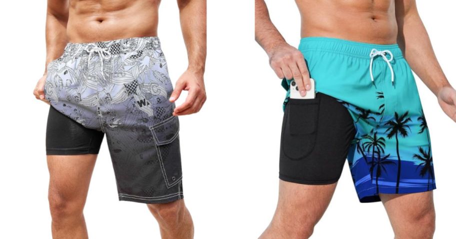 two men wearing swim trunks