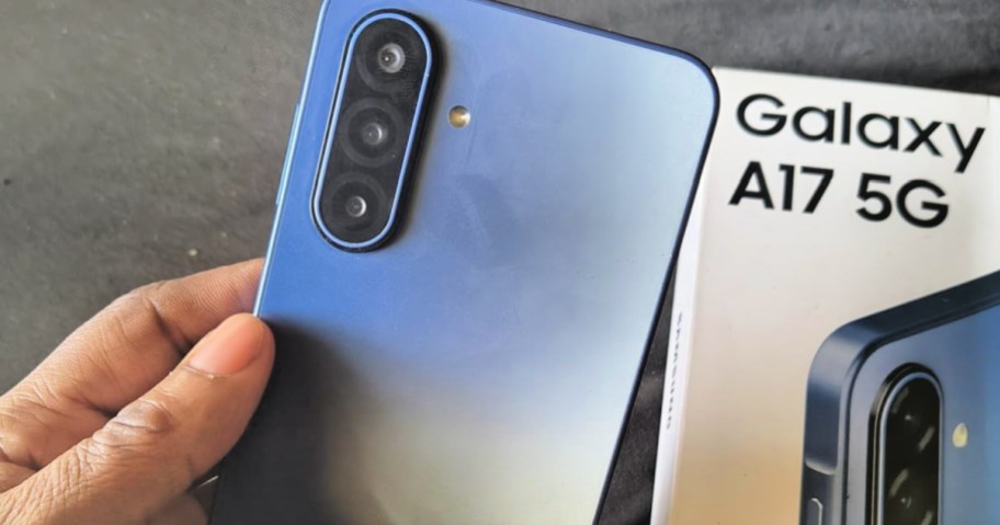 hand holding Samsung Galaxy A17