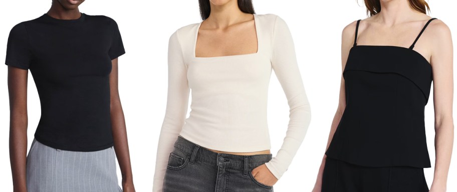 three women in black and white tops