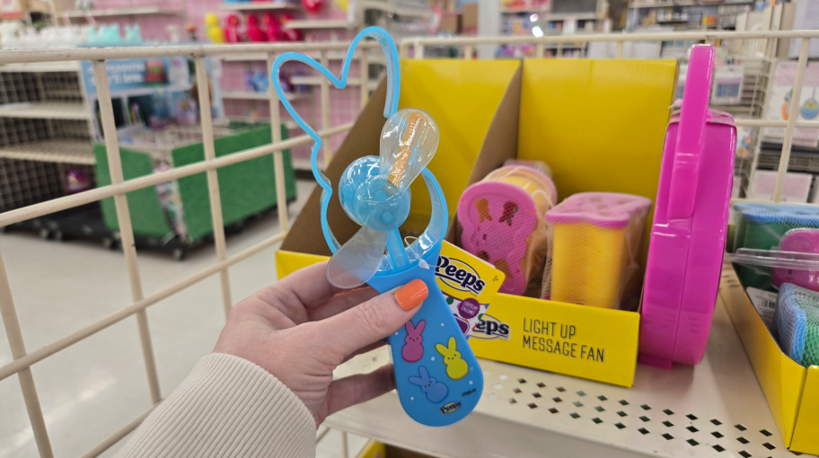 hand holding peeps fan