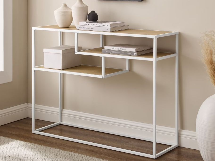 Side table with items on it