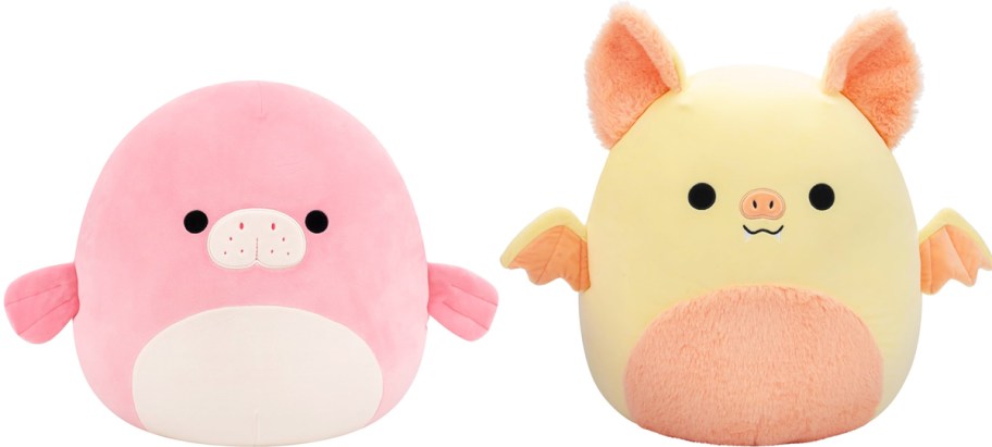 manatee and fruit bat squishmallows plush