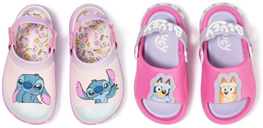 Stitch Toddler and Little Kid Adjustable Strap Clogs and Bluey and Bingo Toddler Girls Sandal Clogs