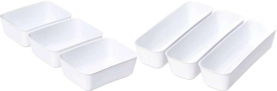 medium white storage trays and long white storage trays