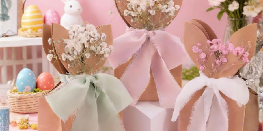 Easter Bunny Gift Bags 24-Piece Set Just $9.99 on Amazon – Includes Ribbon & Flowers!