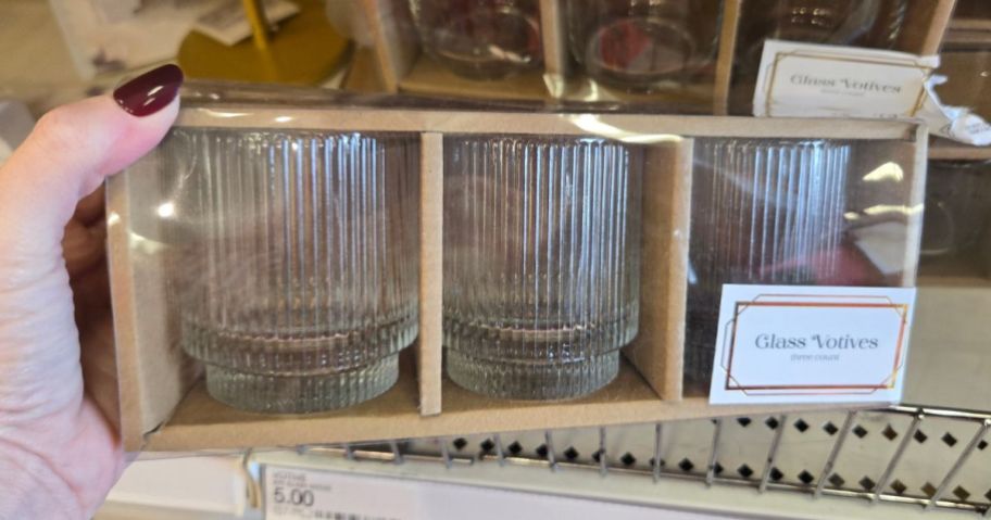 A Ribbed Glass Votives 3-Pack from target's Bullseye's Plaground