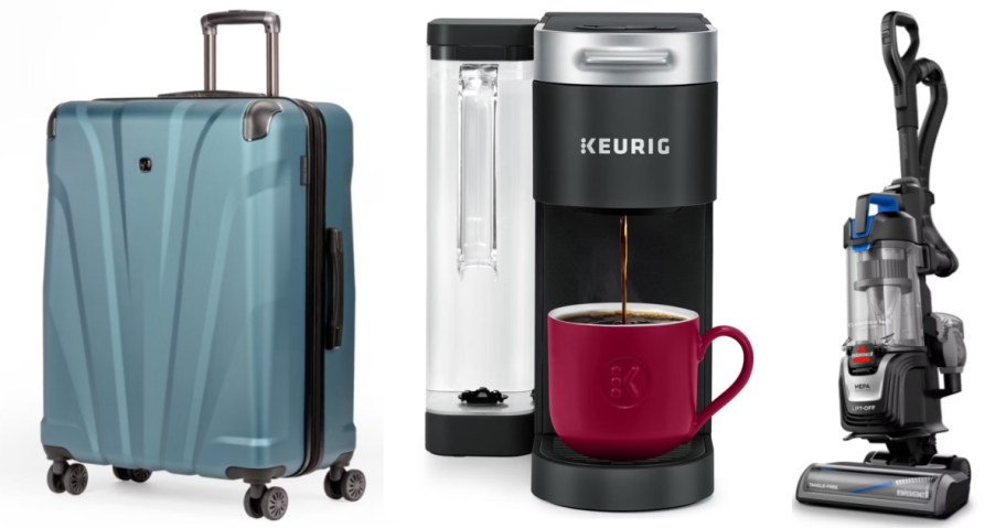 luggage, coffee maker and vacuum