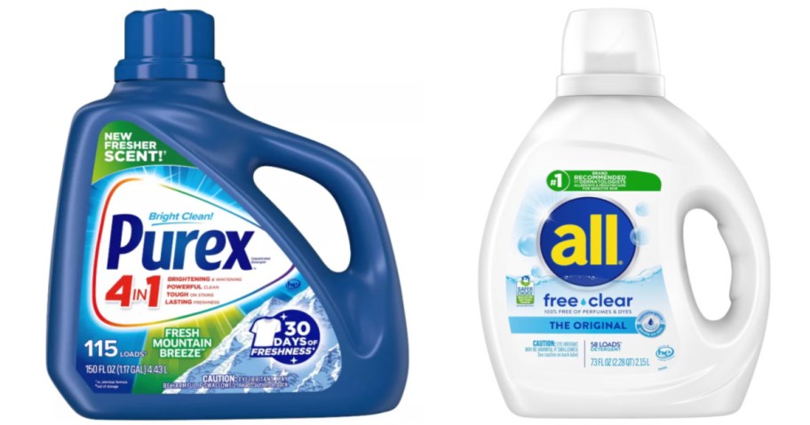 two bottles of laundry detergent