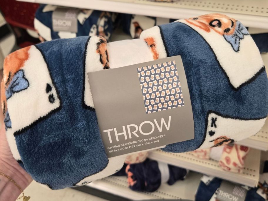 Dog Playing Cards Throw Blanket