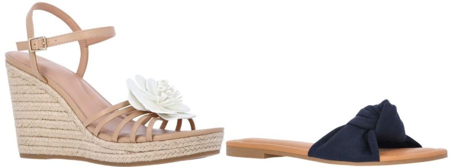 Time and Tru Women's Flower Wedge Espadrille Sandals and Time and Tru Women's Knot Slide Sandals