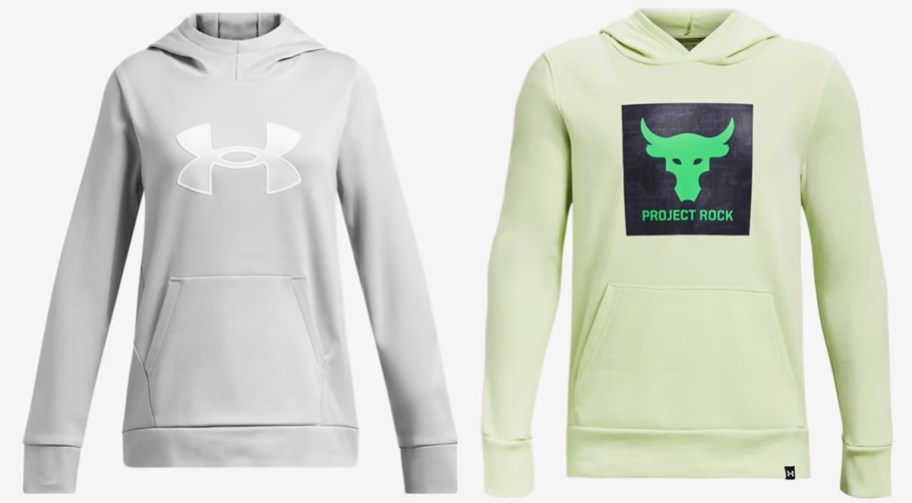 light grey and green under armour hoodies