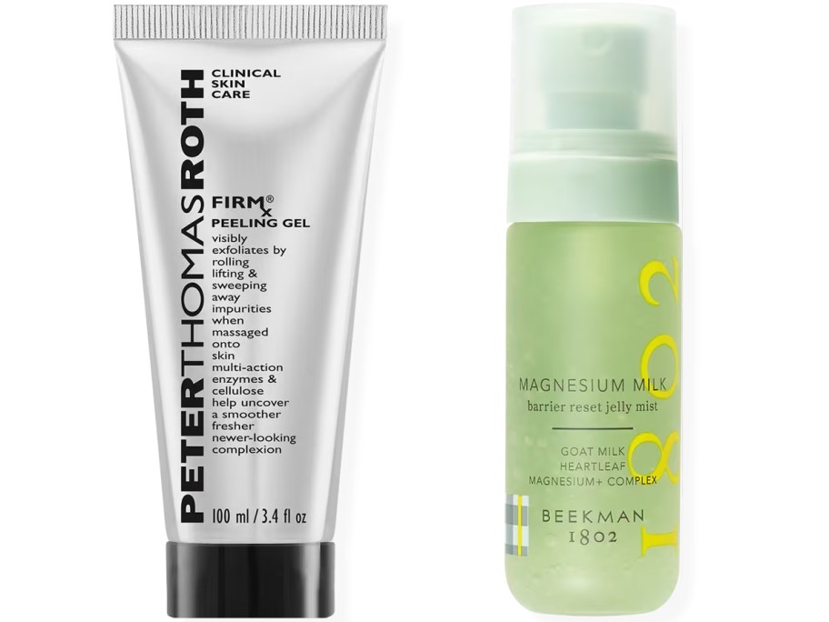 Peter Thomas Roth peeling gel and Beekman 1802 jelly mist