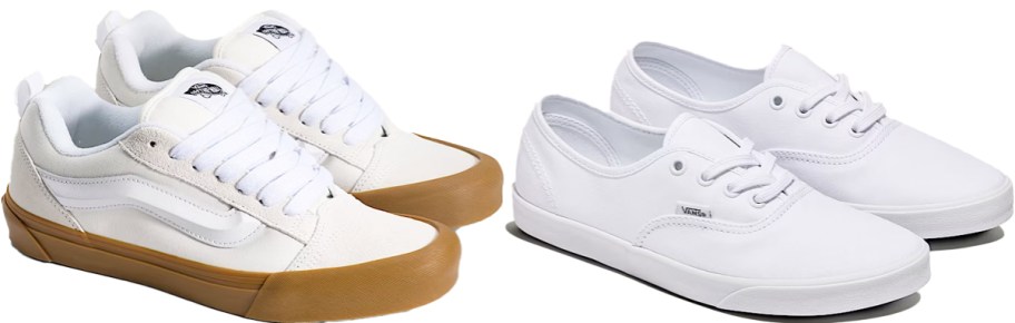 two white pairs of sneakers