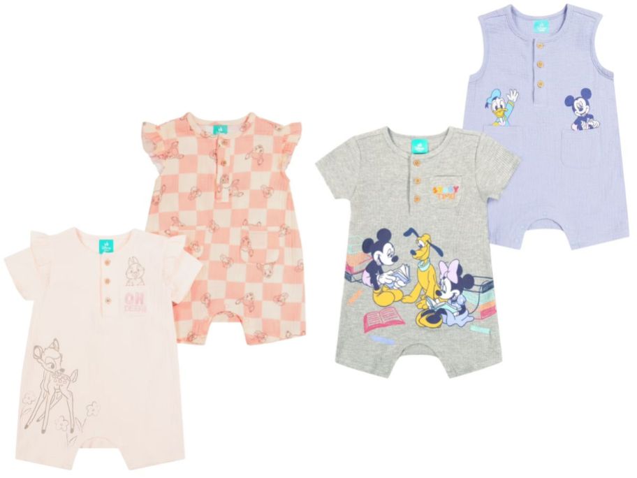 Stock images of two Baby Character Rompers 2-Packs