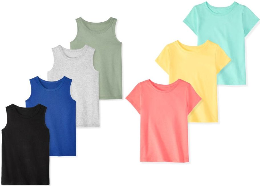 stock images of multipacks of kids tops from walmart
