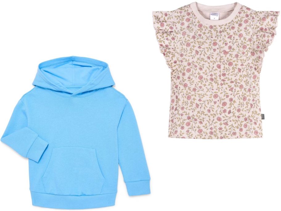 Stock images of a walmart sweatshirt and t-shirt