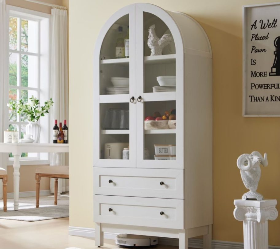 SinCiDo Arched Kitchen Pantry Storage Cabinet
