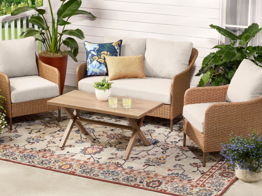 a 4-piece Wicker Patio Set